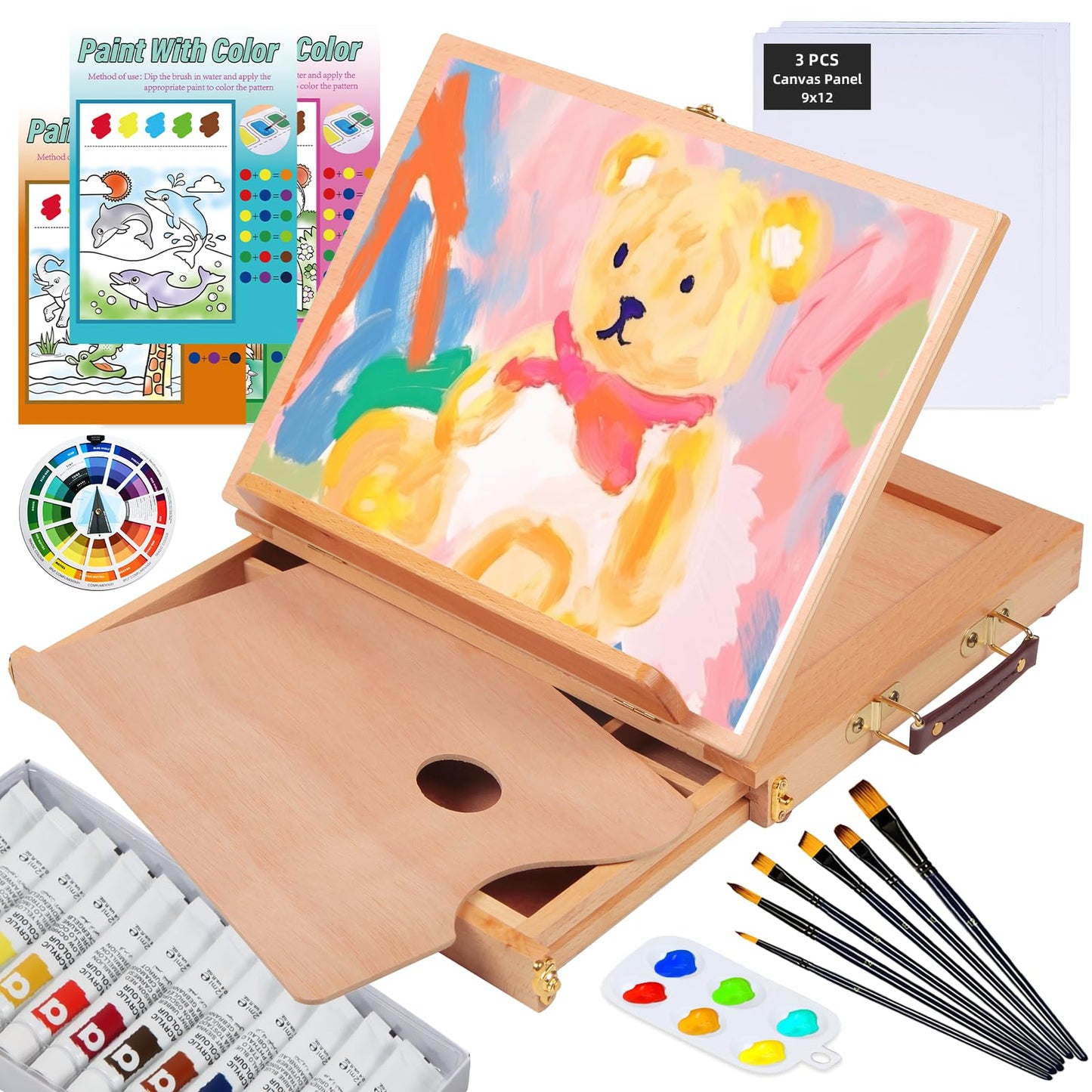 Falling in Art 29 Pcs Acrylic Painting Kit with Tabletop Easel