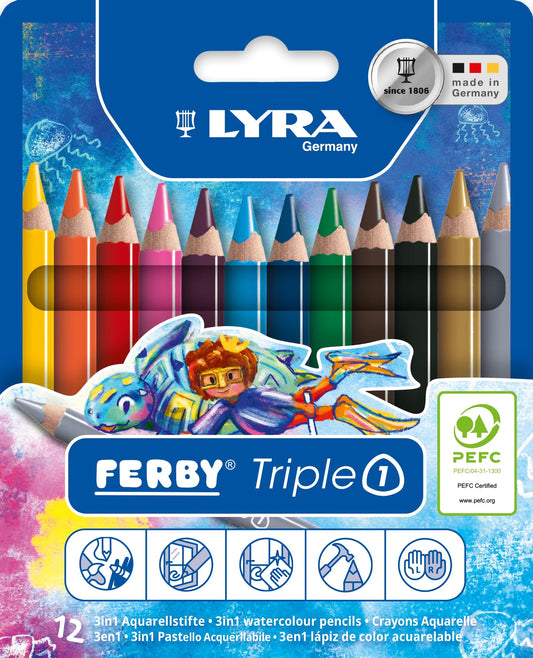 Lyra Triple One L3641121 Coloured Pencils Pack of 12 Assorted