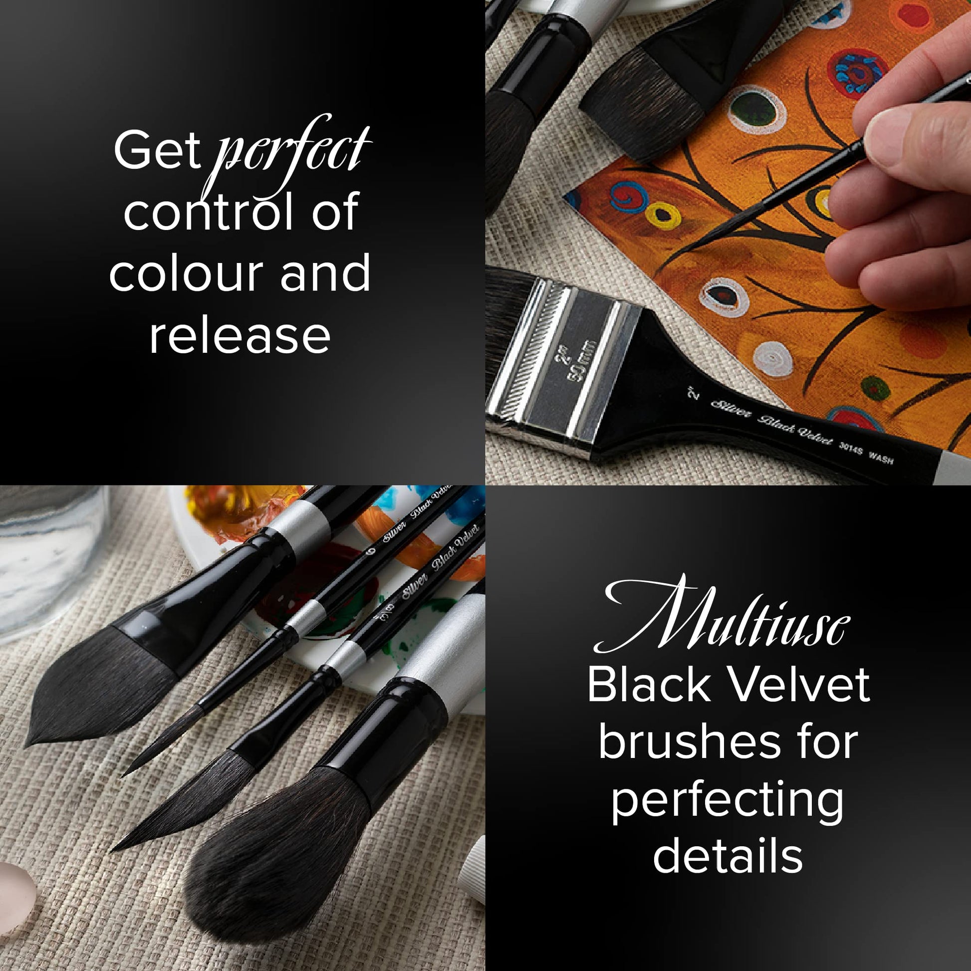 Silver Brush Limited Black Velvet Square Wash Brush, Size 1 in
