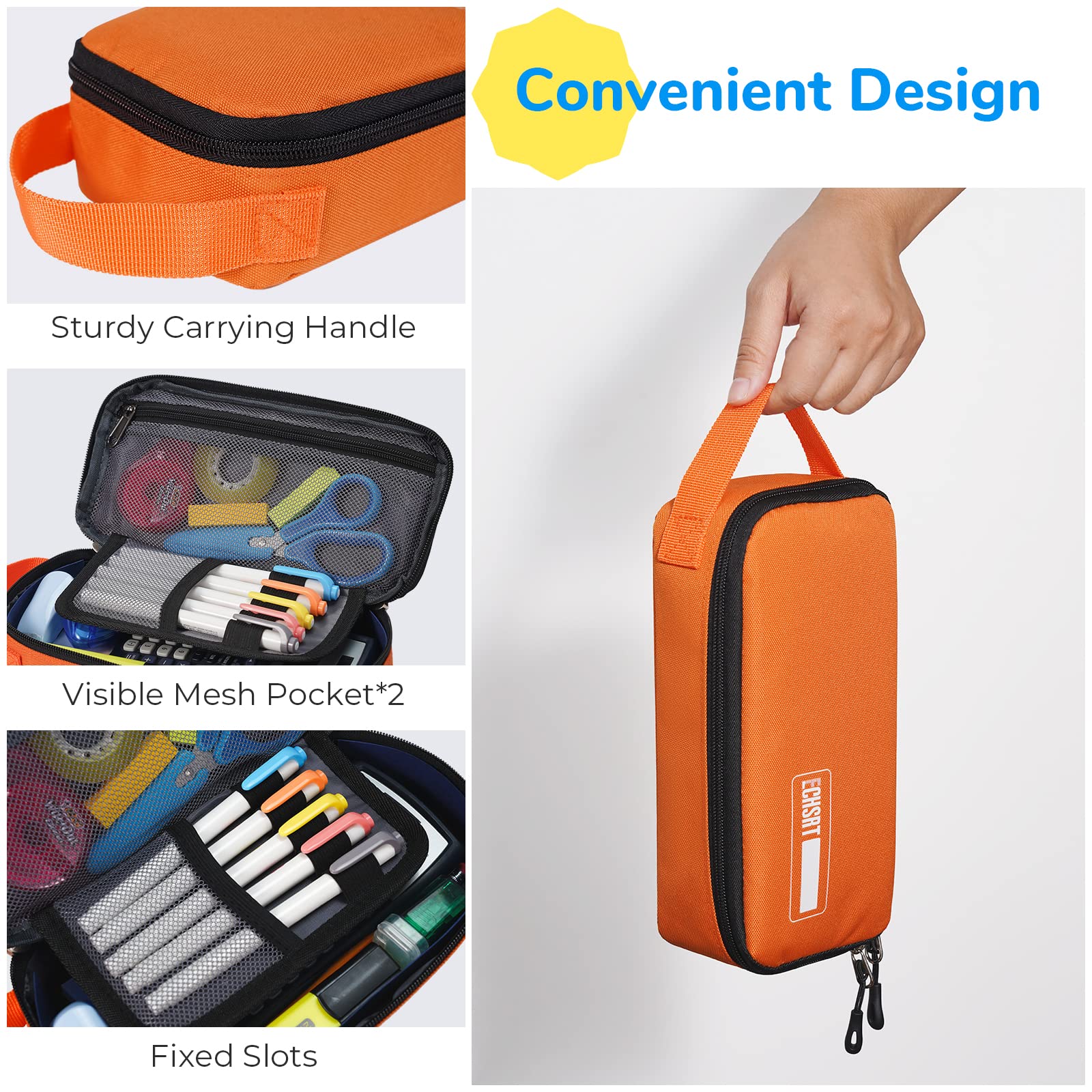 ECHSRT Pencil Case for Men Women, Large Pen Bag for Adults, Portable Pencil Pouch Aesthetic with