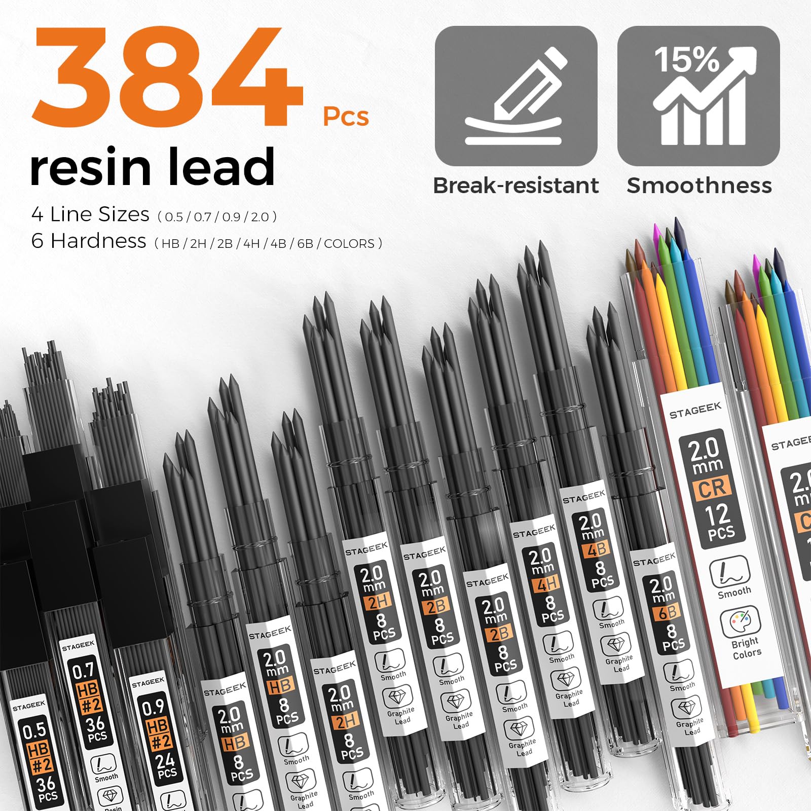 STAGEEK 35PCS Mechanical Pencil Set, 0.5 0.7 0.9 2.0mm Drawing Pencils