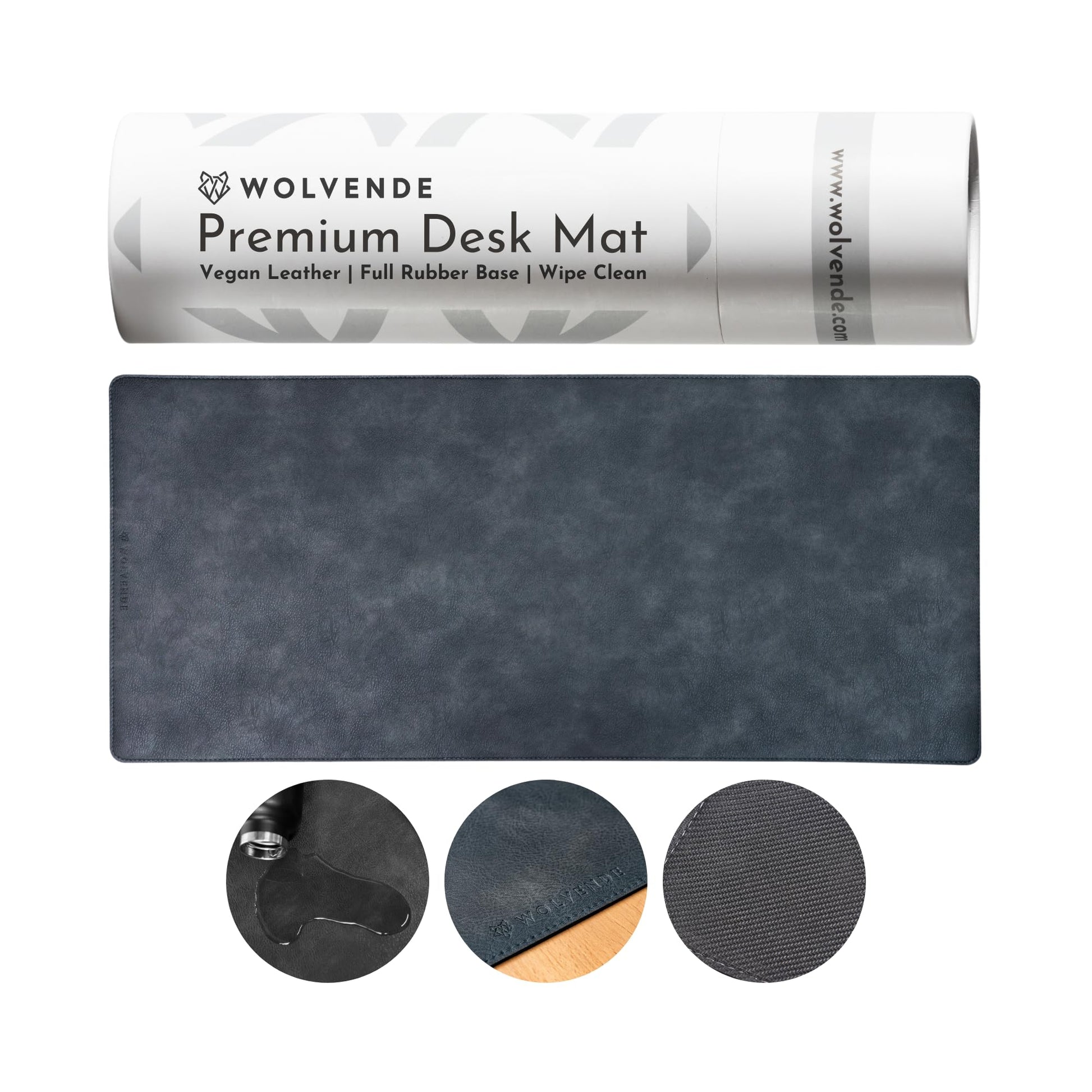 Wolvende Premium Distressed Faux Vegan Leather Desk Mat | Multifunctional Desk Pad for Home Office