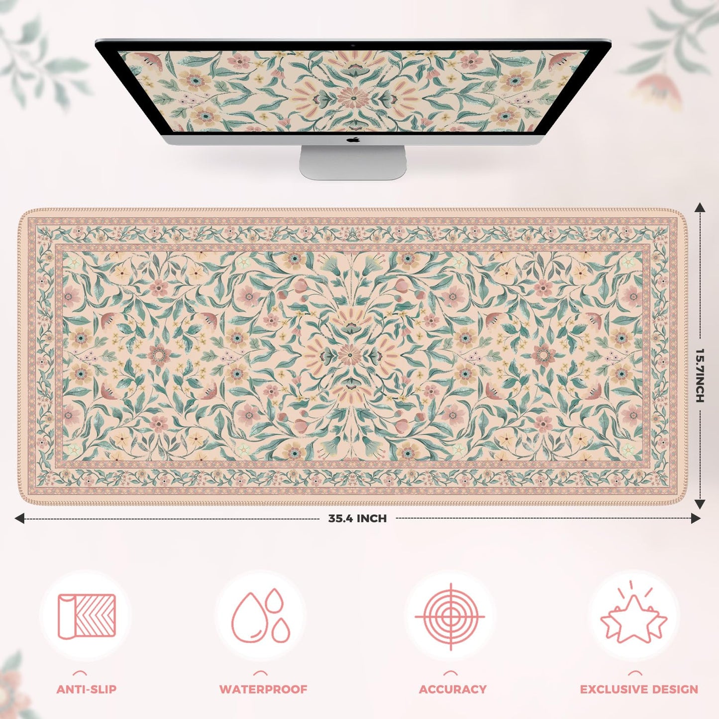 iLeadon Desk Mat for Keyboard and Mouse, Cute Pink Mouse Pads for Computer