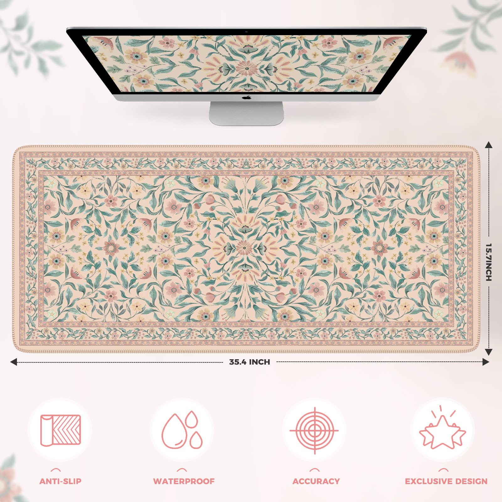 iLeadon Desk Mat for Keyboard and Mouse, Cute Pink Mouse Pads for Computer
