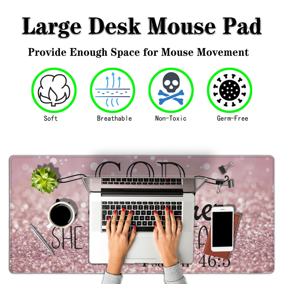 Samgula Gaming Mouse Pad Pink Desk Pad, XXL Mouse Pads Desk Decor for Girls Keyboard Pad, Oversized