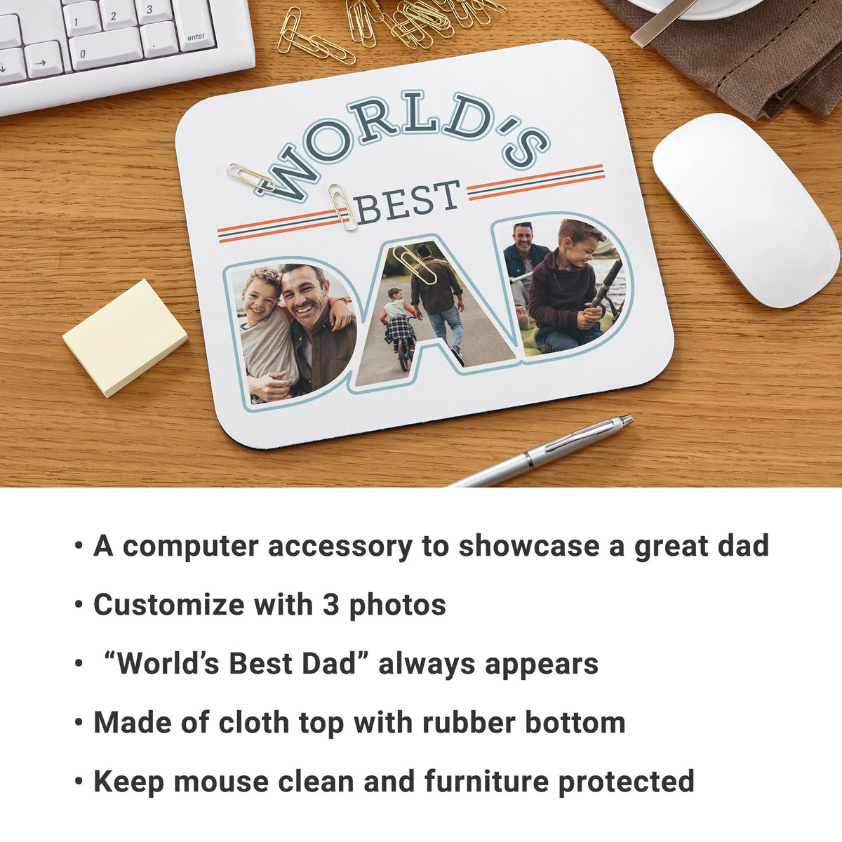 Let's Make Memories Personalized World's Best Dad Photo Mouse Pad - Father's Day - for Dad