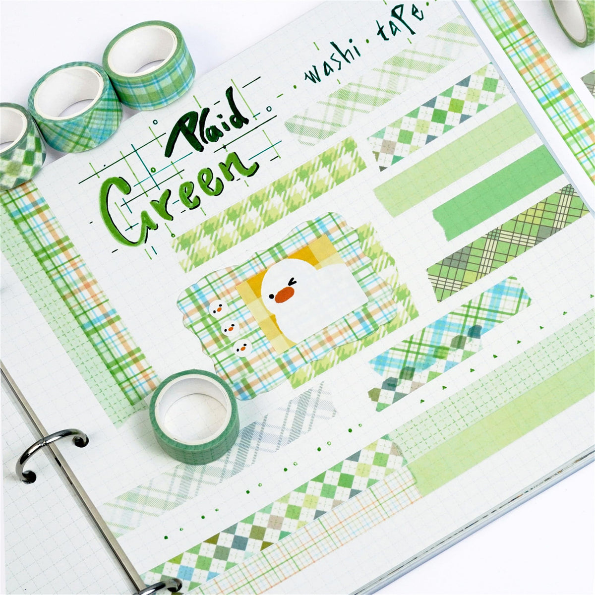 YUBX Basic Grid Washi Tape Set 12 Rolls Plaid Decorative Masking Tapes for Arts, DIY Crafts