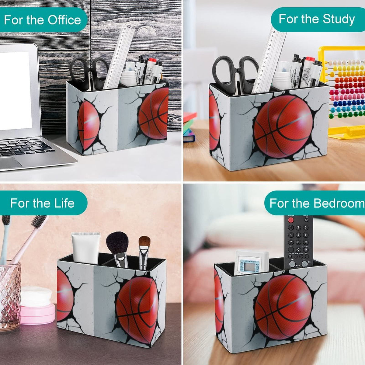 Niapessel Pencil Holder for Desk, Basketball Ball Pen Holder Storage Desktop Pen Organizer Desk