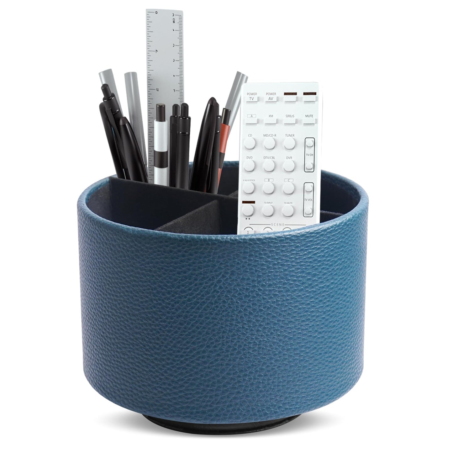 Hennaja Round Leather Art Supply Organizer,Remote Control Holder,360 Degree