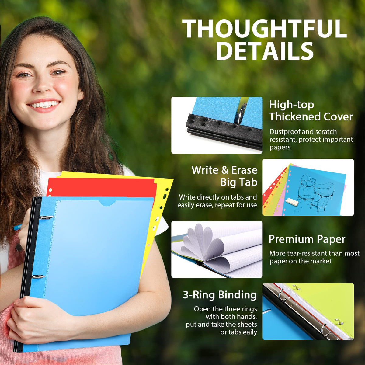 WOT I 2-Pack Telescoping 3 Ring Binder Notebooks, Blue