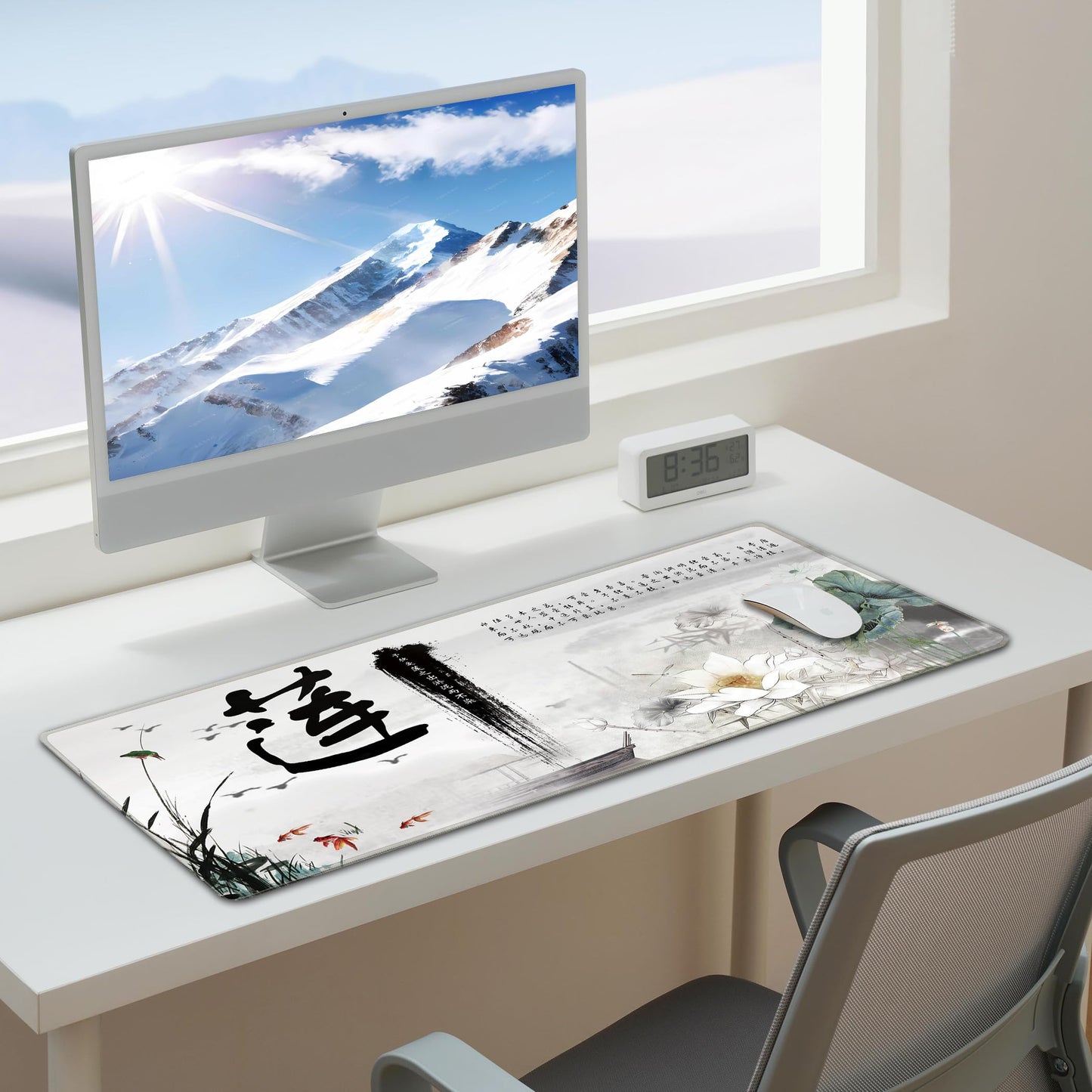 LL-COEUR XXL Landscape Gaming Mouse Pad Computer Keyboard Mat Office Desk Pad (Lotus 2, 27.5" x