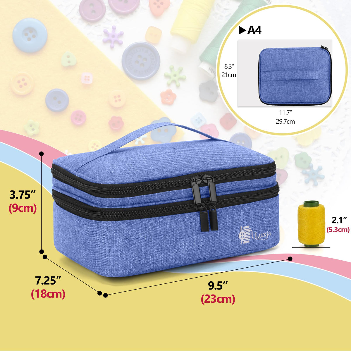 Luxja Double-Layer Medium Sewing Organizer, Dark Blue