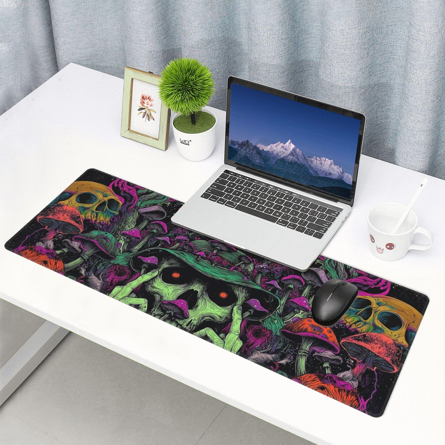 Skull Mushroom Mouse Pad Extended Large Gaming Mouse Pad XL Stitched Edges for Gamer Home Office