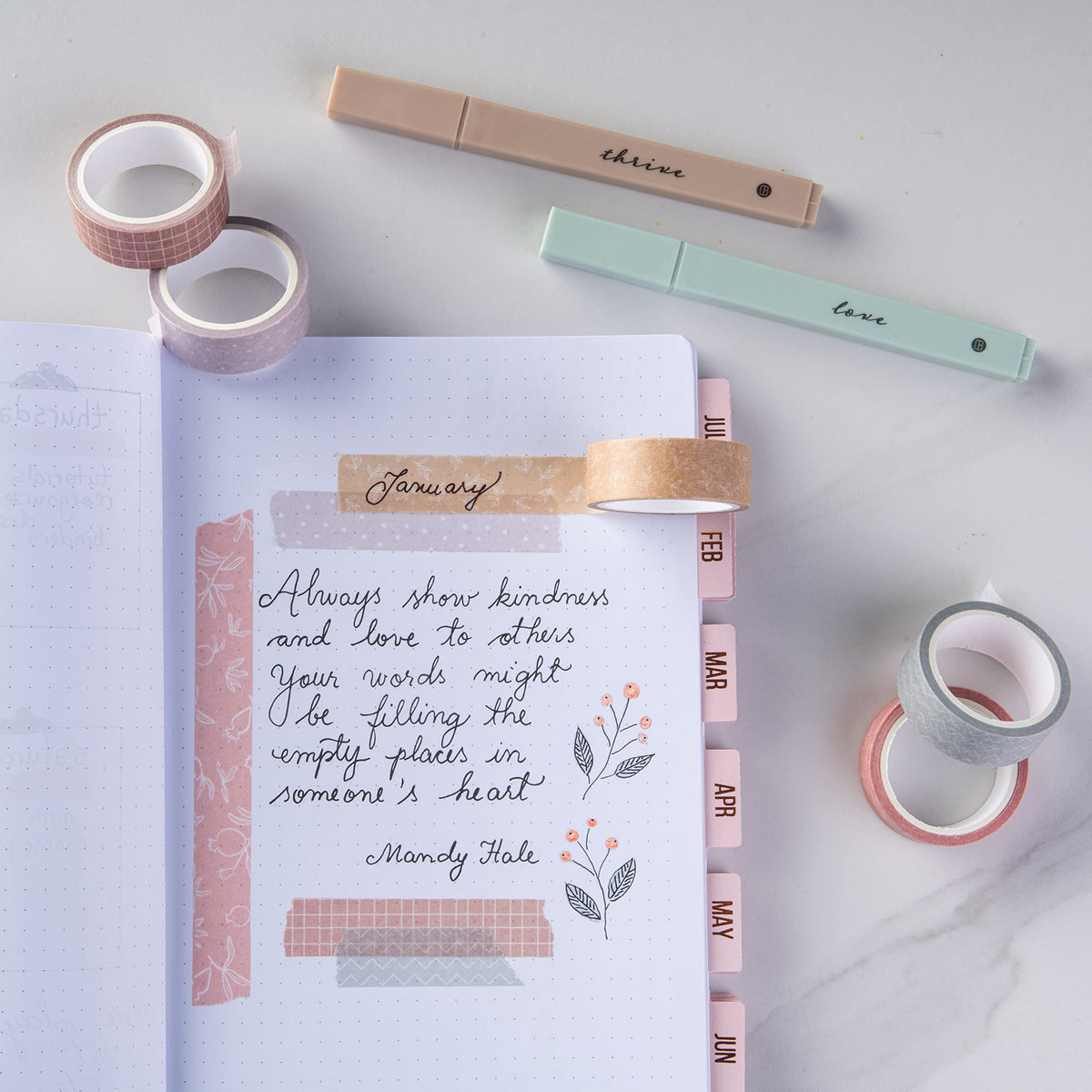 DIVERSEBEE Pastel Washi Tape Set, 5 Rolls Decorative Scrapbook Tape, Cute Craft Tape, Scrapbooking