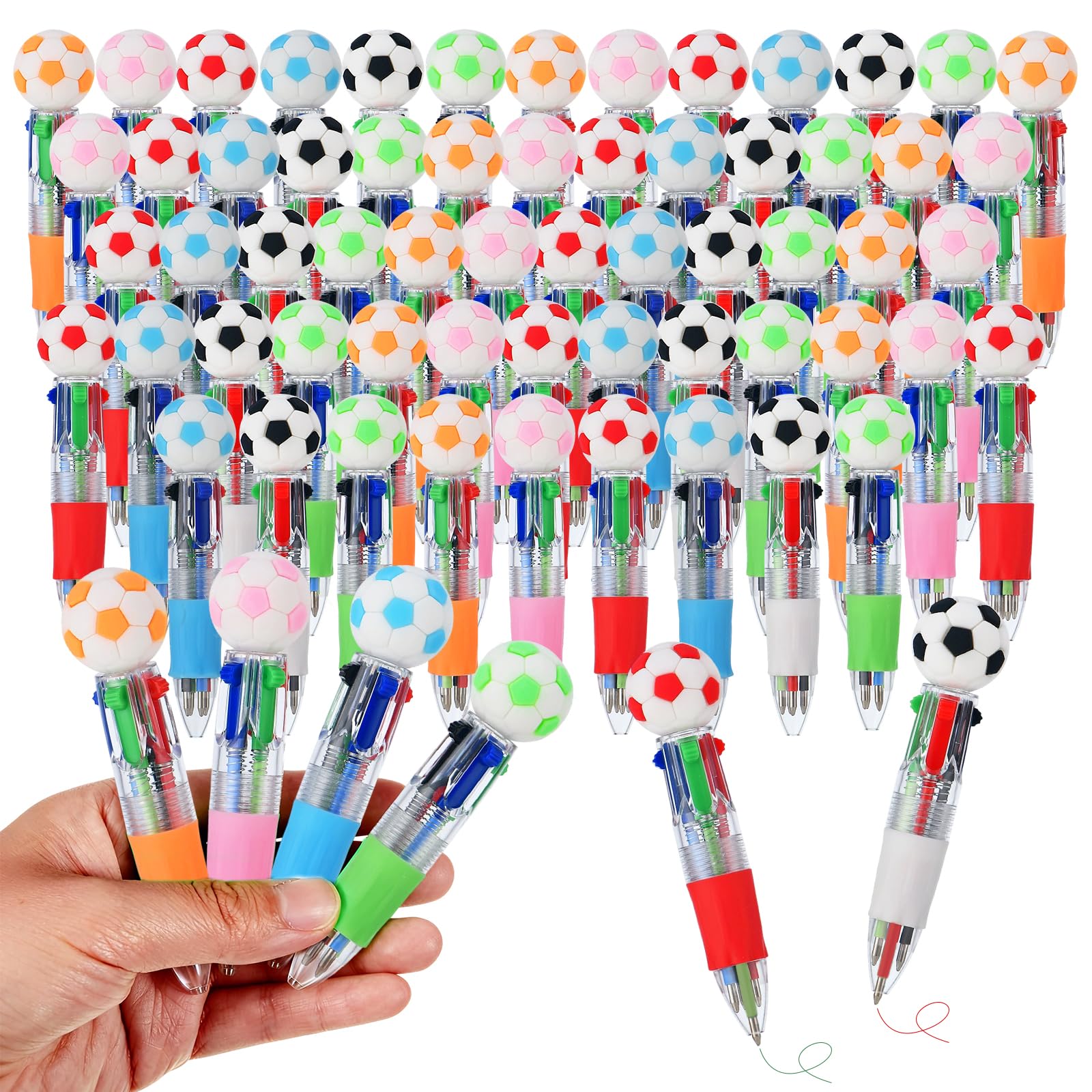 Zhirlyn Soccer Party Favors Soccer Pens Mini Multicolor Pen in One Cute Fun 4-in-1 Pens Bulk Cool
