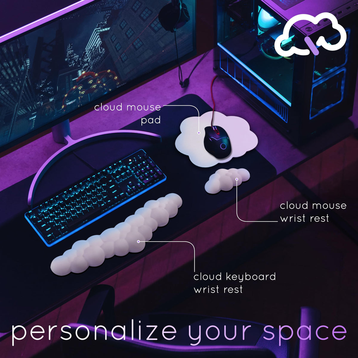 Cloud Keyboard Wrist Rest – Create-ables Qloud Cloud Wrist Rest for Computer Keyboard and Mouse