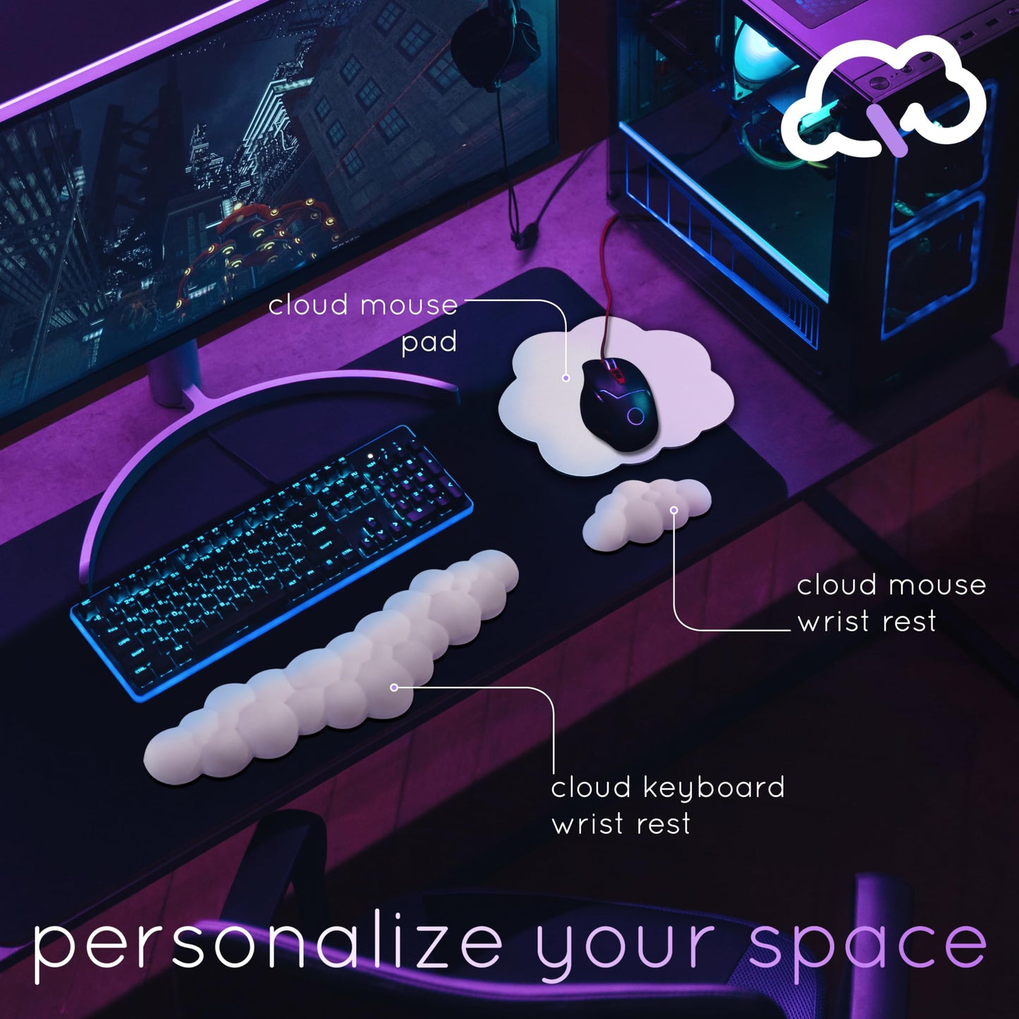 Cloud Keyboard Wrist Rest – Create-ables Qloud Cloud Wrist Rest for Computer Keyboard and Mouse