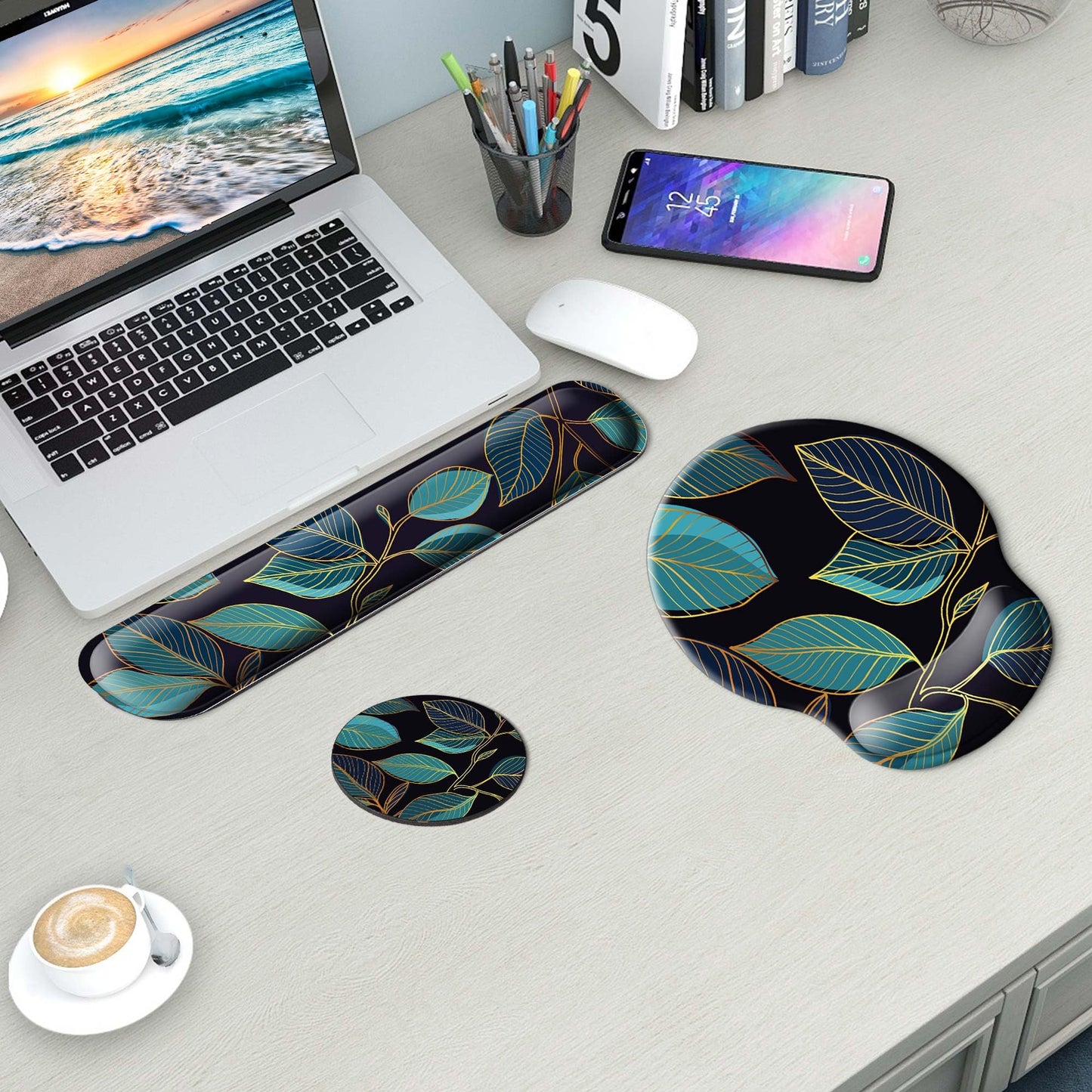 Wiabsi Mouse Pad and Keyboard Wrist Rest Support,Ergonomic Mouse Pad Set