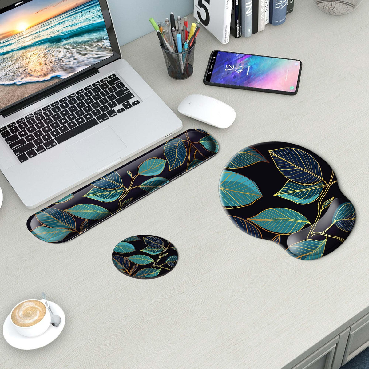 Wiabsi Mouse Pad and Keyboard Wrist Rest Support,Ergonomic Mouse Pad Set