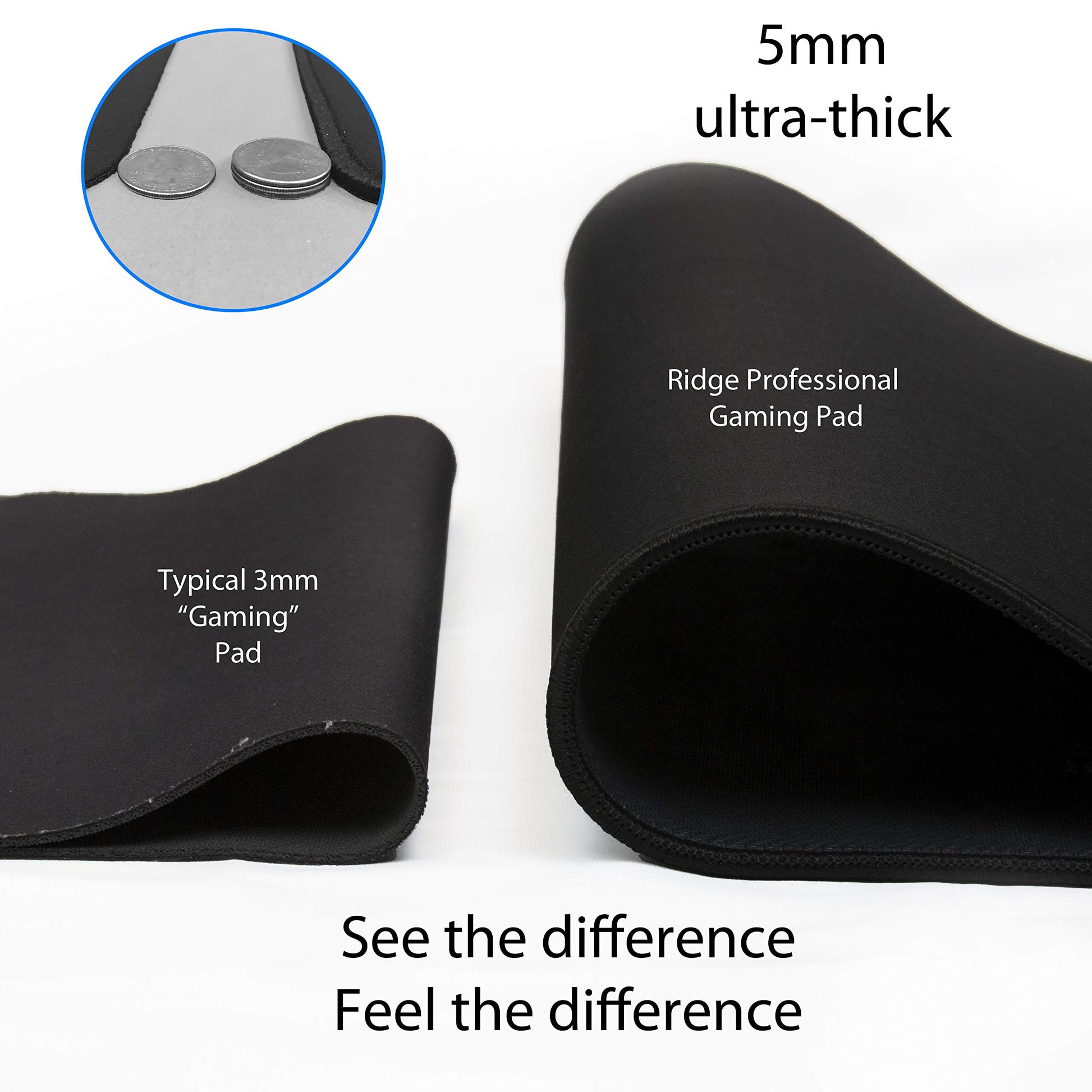 Traverse Ridge Gaming Mouse Pad (5mm) Extended 36 inch | 36x12x0.20 Extra Thick | Black | Stitched