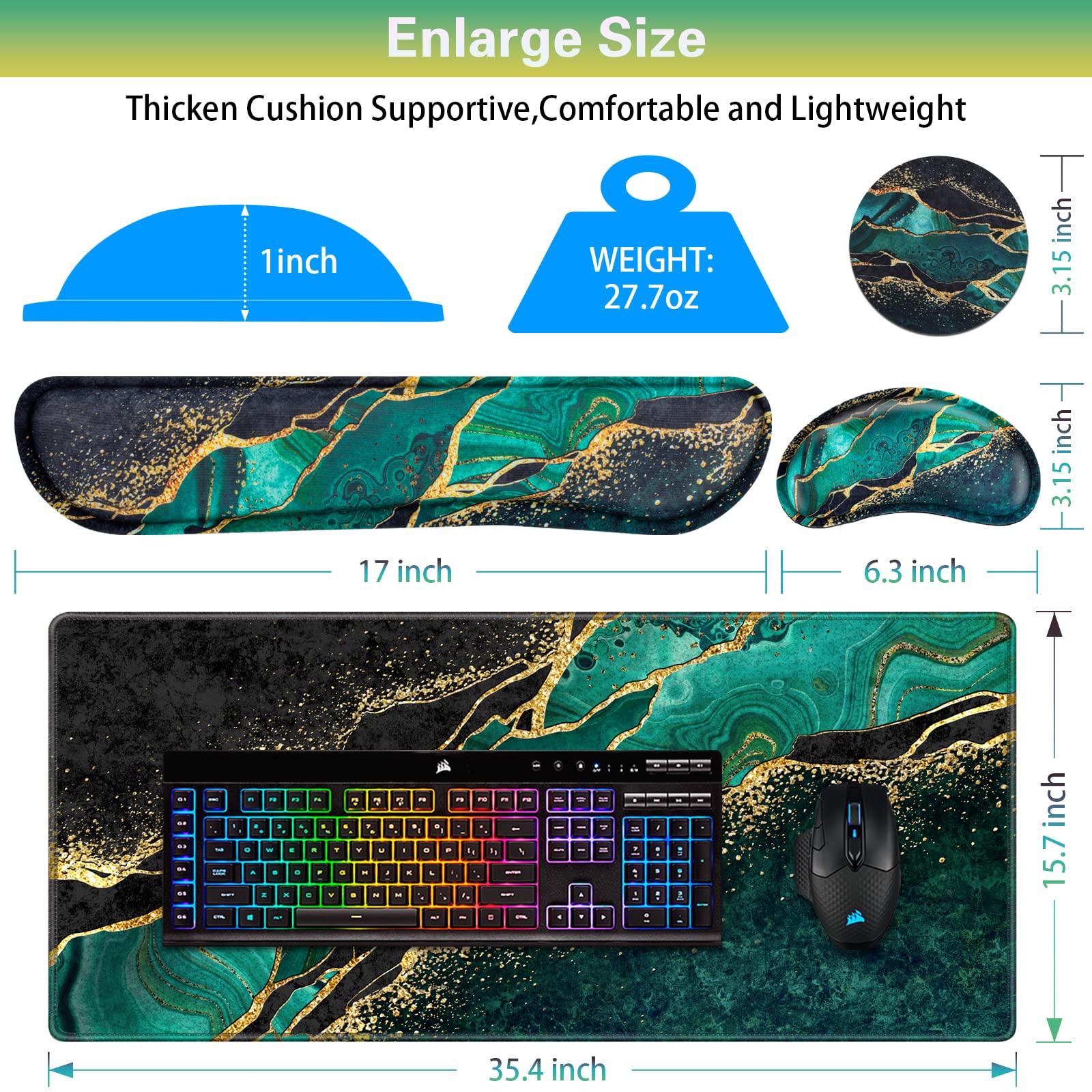 Canjoy Desk Mat with Wrist Rest, Keyboard and Mouse Pad Wrist Support Pad