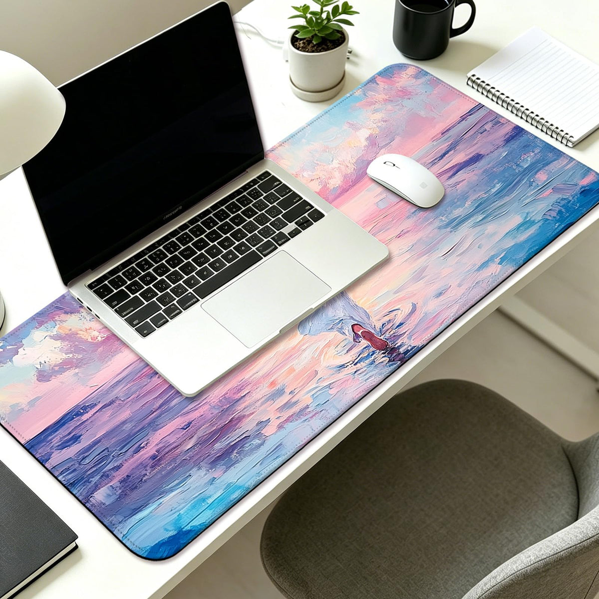 JIANG100 Jesus Walking on Water Gaming Desk Mat, Extended Mouse Pad, Pink