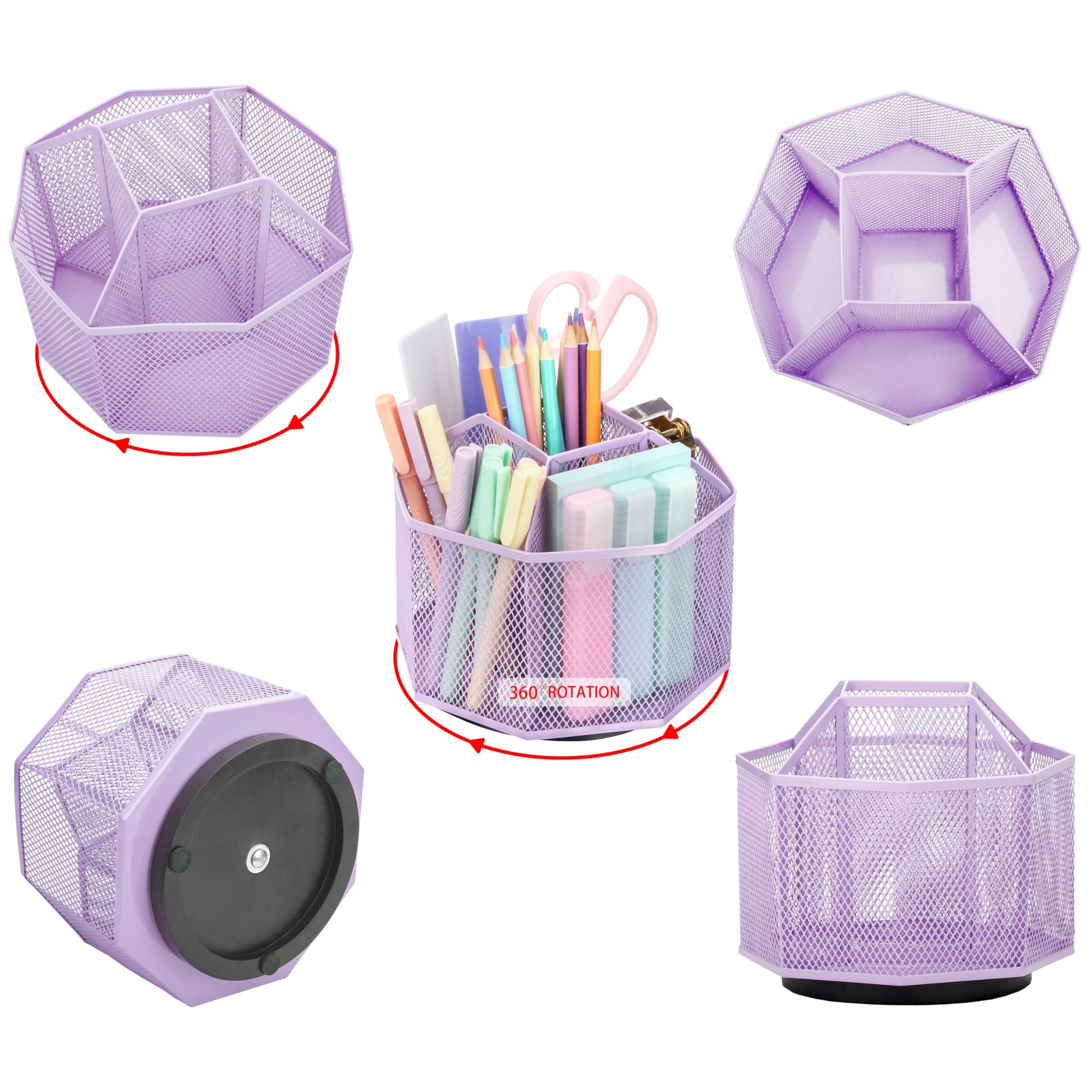 Exerz Desk Organizer 360 Rotating Pen Holder Storage Caddy Light Purple