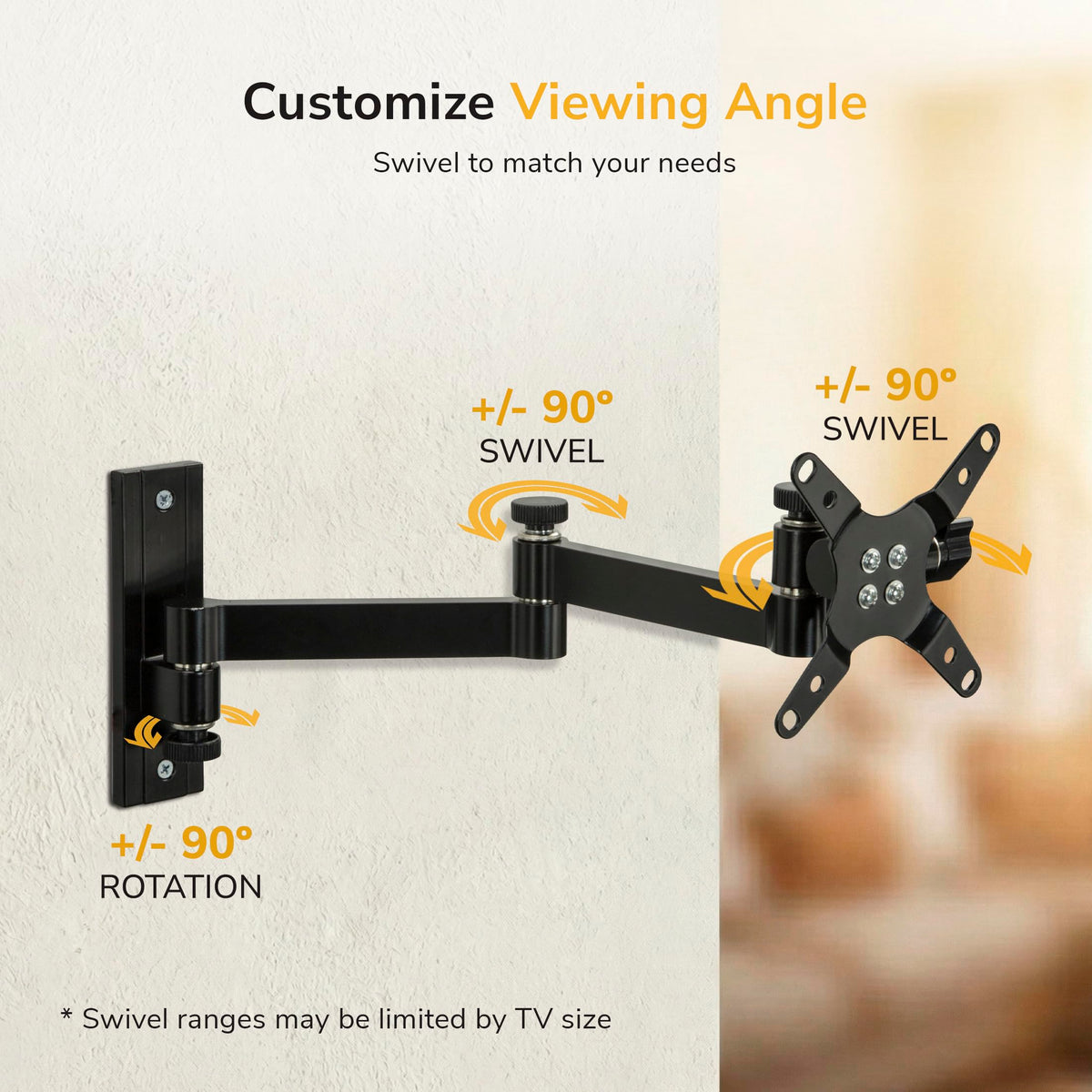 Mount-It! Full Motion Computer Monitor Wall Mount – Adjustable Arm for Home Office, Gaming