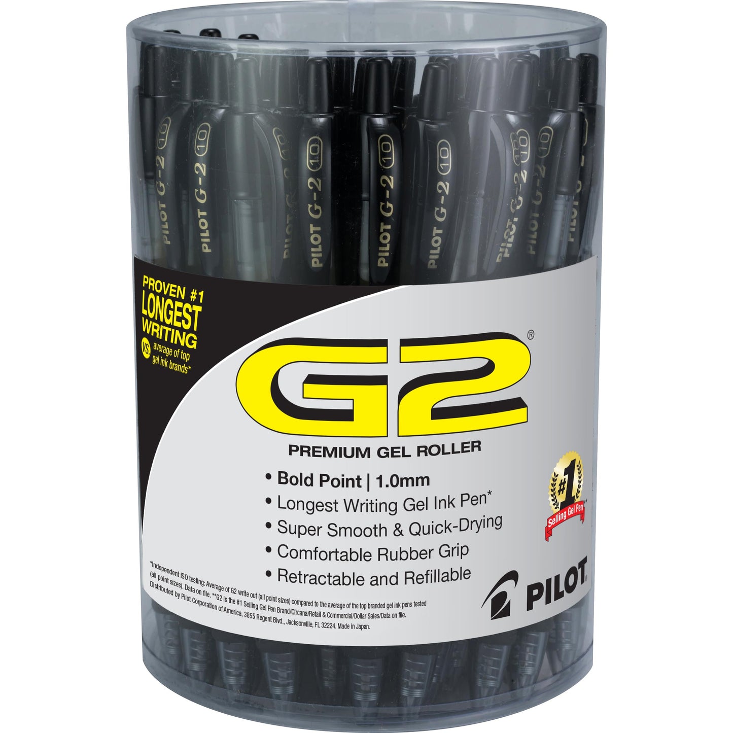 Pilot 84095 G2 Premium Retractable Gel Ink Pen, Refillable, Black Ink, 1.0 mm, 36/Pack