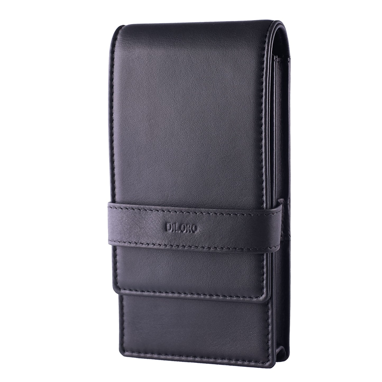 DiLoro Leather Quad Pen Case Pencil Pouch Holder for Four Fountain Ballpoint Rollerball Pens and