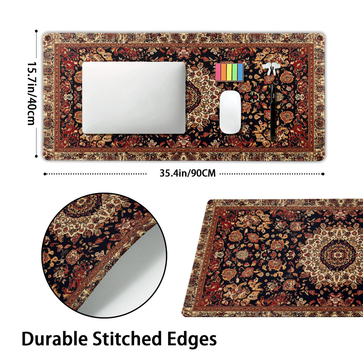 Vintage Rug Gaming Mouse Pad XXL Dark Brown Retro Carpet Aesthetic Extended Large Mat Mousepad Desk