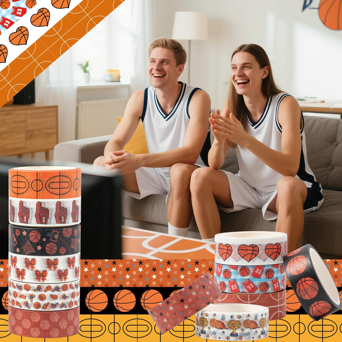 BkeeCten 12Rolls Sports Theme Premium Acid Free Repositionable Washi Tape