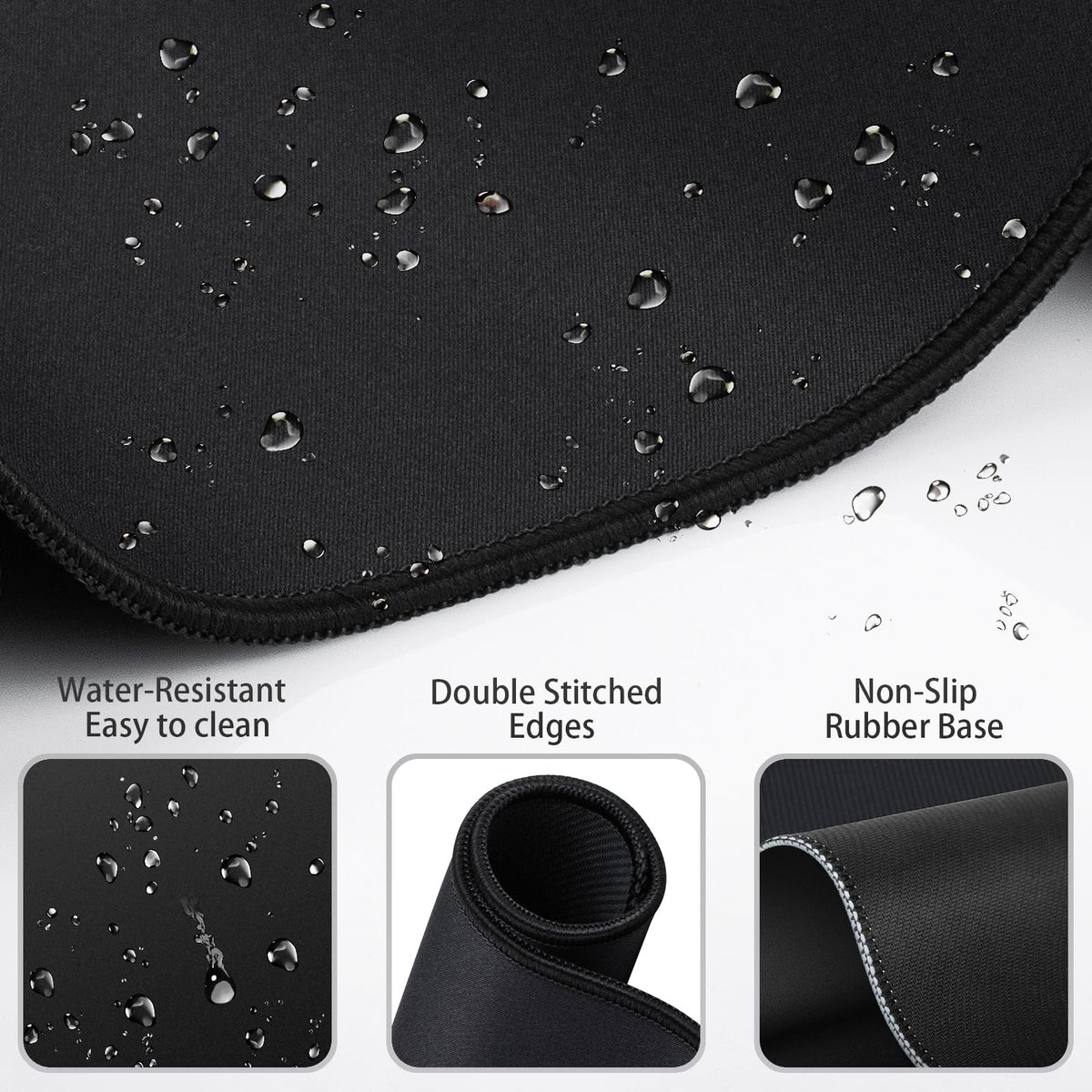 Mouse Pad Black, Mouse Pad with Wrist Rest, 4-in-1 Large Mousepad Keyboard