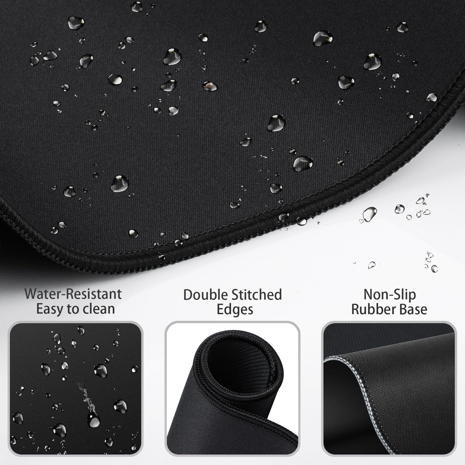 Mouse Pad Black, Mouse Pad with Wrist Rest, 4-in-1 Large Mousepad Keyboard