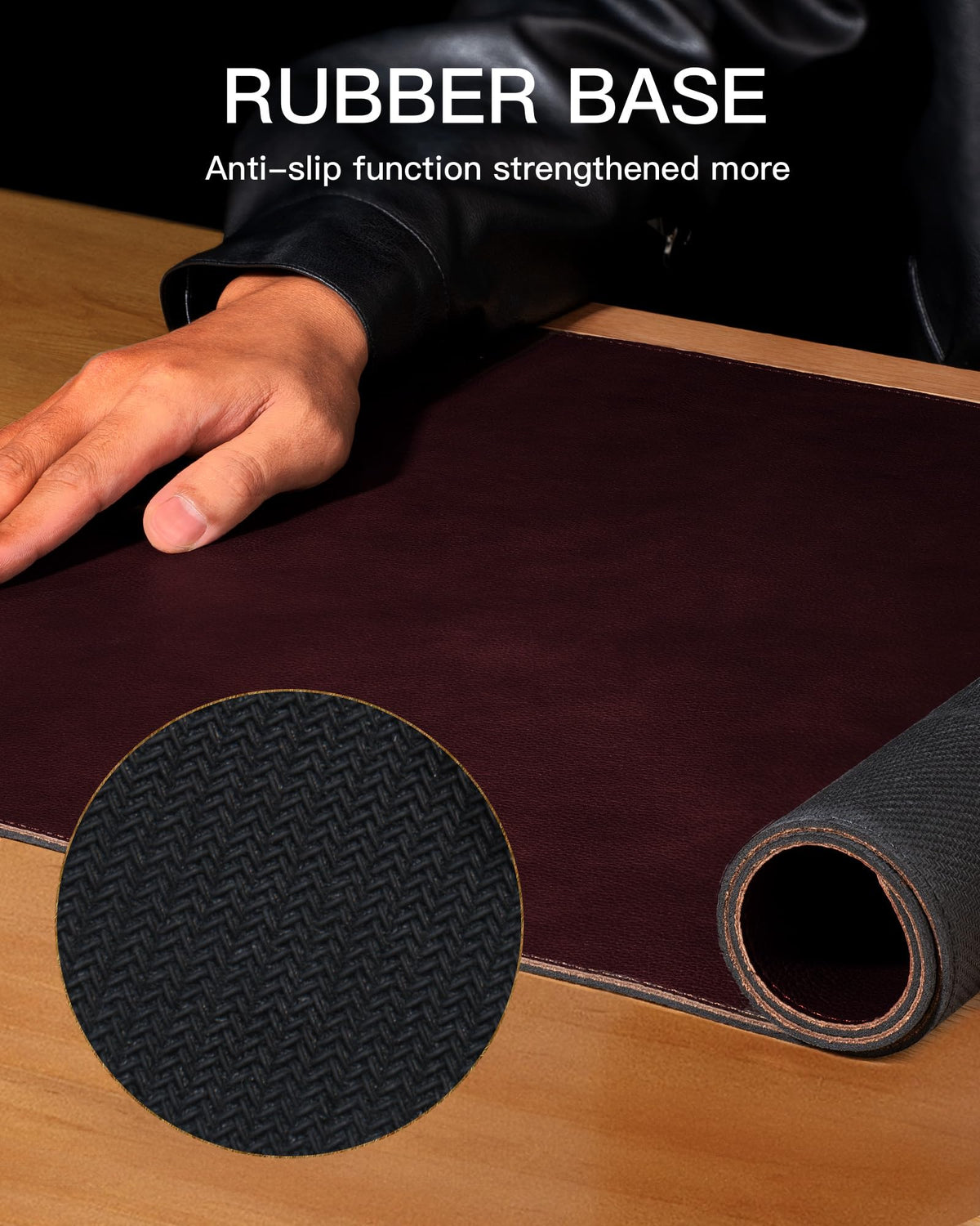 YSAGi Genuine Leather Desk Mat, 31.5"x15.8"Office Desk Pad, Thick Desk Pad Mat with Stitched Line