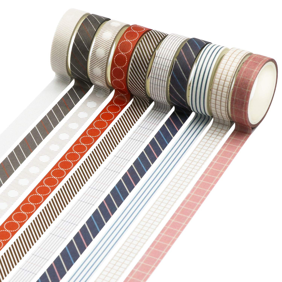 Knaid 40 Rolls of Slim Washi Tape Gift Box Set, Decorative Paper Tapes 10 mm Wide for Scrapbooking