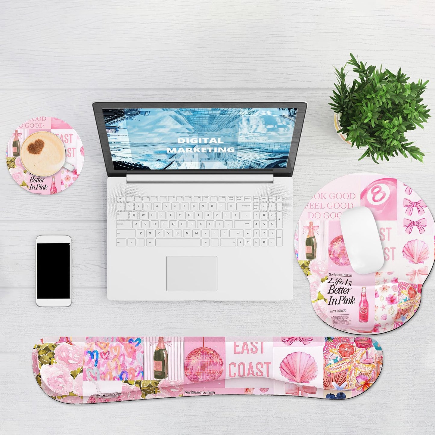 Ergonomic Mouse Pad with Wrist Rest and Keyboard Wrist Rest, Mousepad