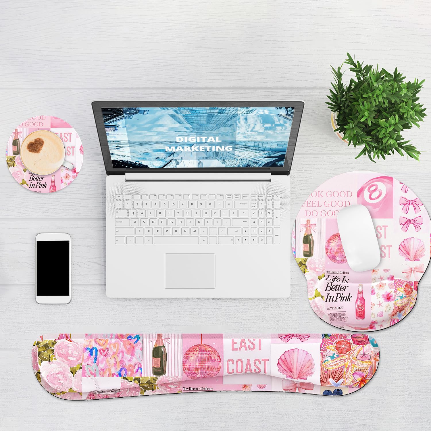 Ergonomic Mouse Pad with Wrist Rest and Keyboard Wrist Rest, Mousepad