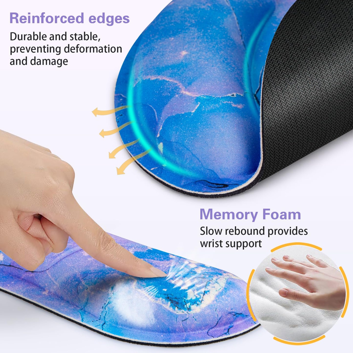Mouse Pad Purple, Mouse Pad with Wrist Rest Set, 3-in-1