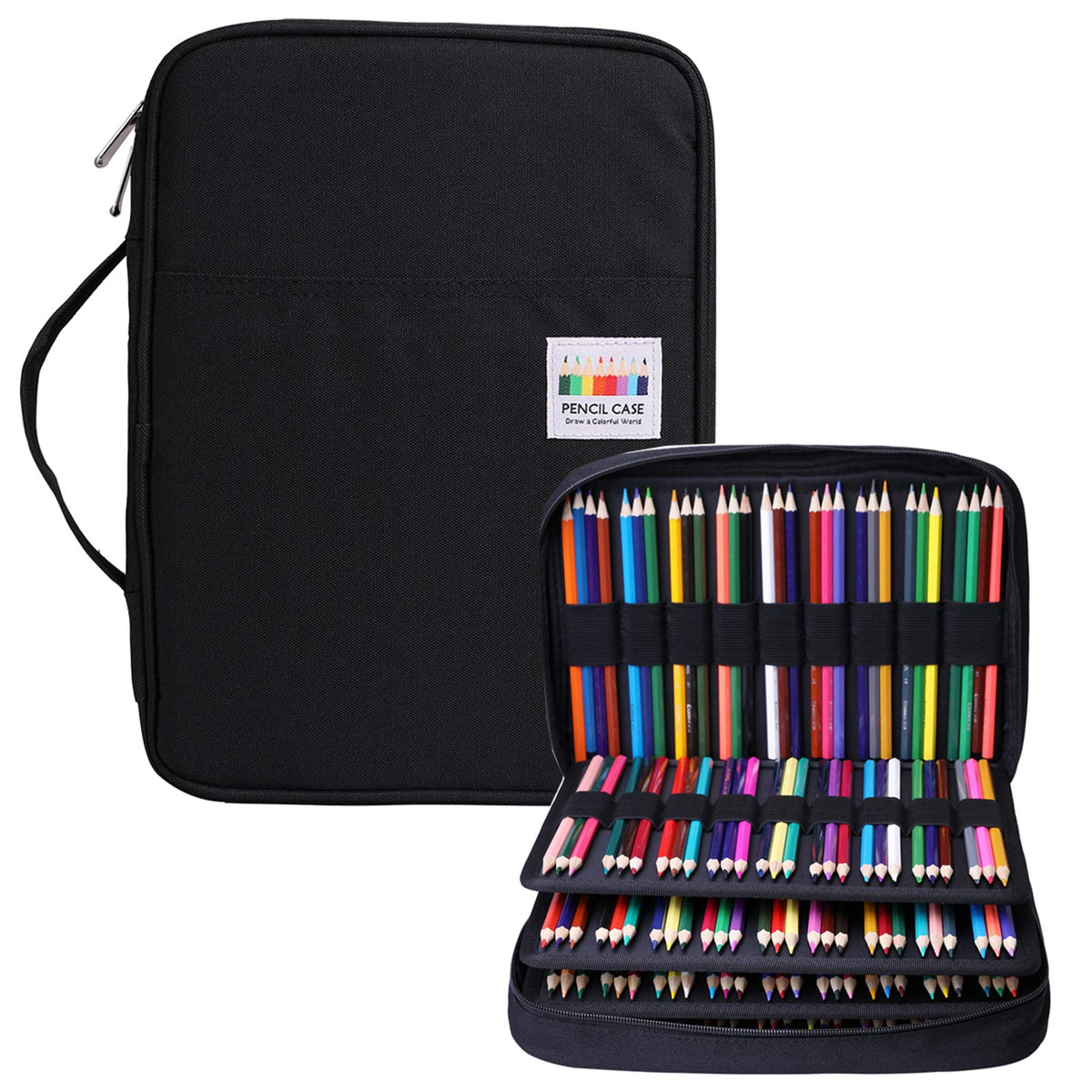 BOMKEE Pencil Case for Adults 220 Slots Pencase Colored Pencils Gel Pen Organizer Bag with Zipper