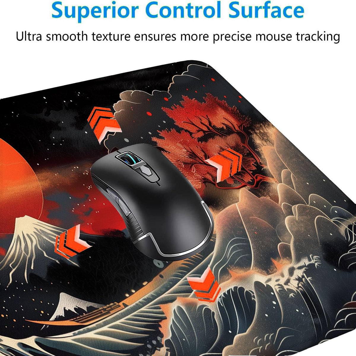 Japanese Waves Gaming Mouse Pad Watercolor Waves Mousepad XL Large Gaming Mouse Pad Laptop Keyboard