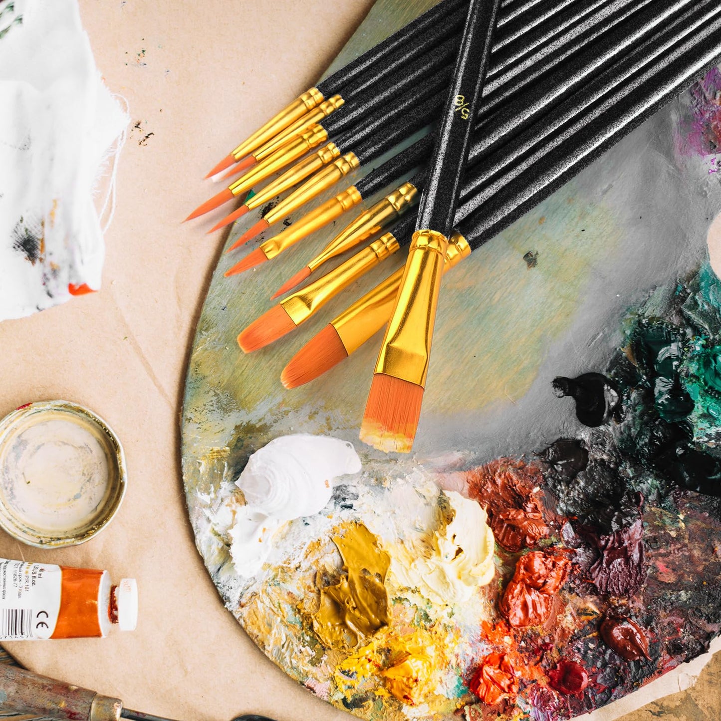 Acrylic Paint Brushes Set, 160Pcs Round Pointed Tip Artist Paintbrushes for Acrylic Painting Oil