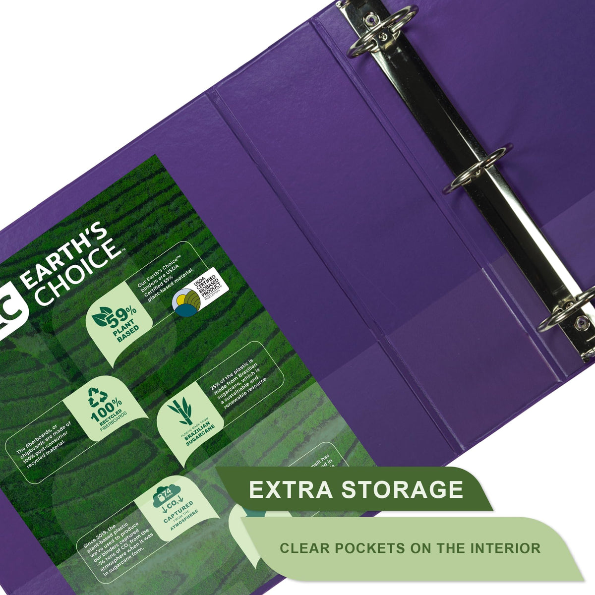 Samsill Earth’s Choice™, Durable Fashion Color 3 Ring View Binder, 3 Inch Round Ring, Up to 25%