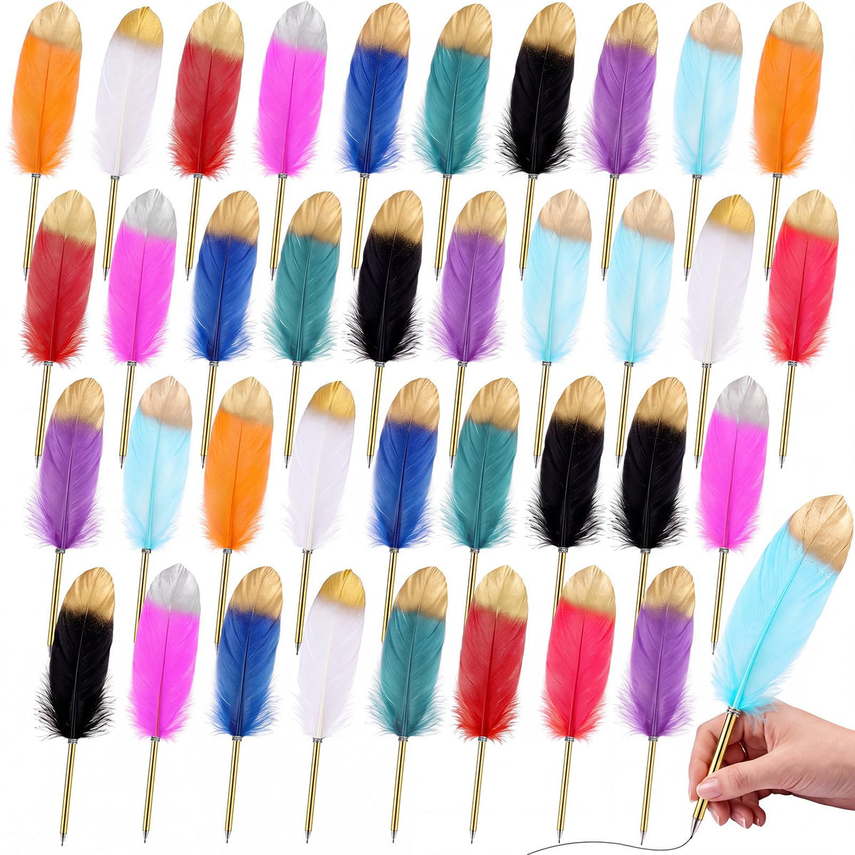 Chivao Feather Pens, Multi Colors, 50 Pcs