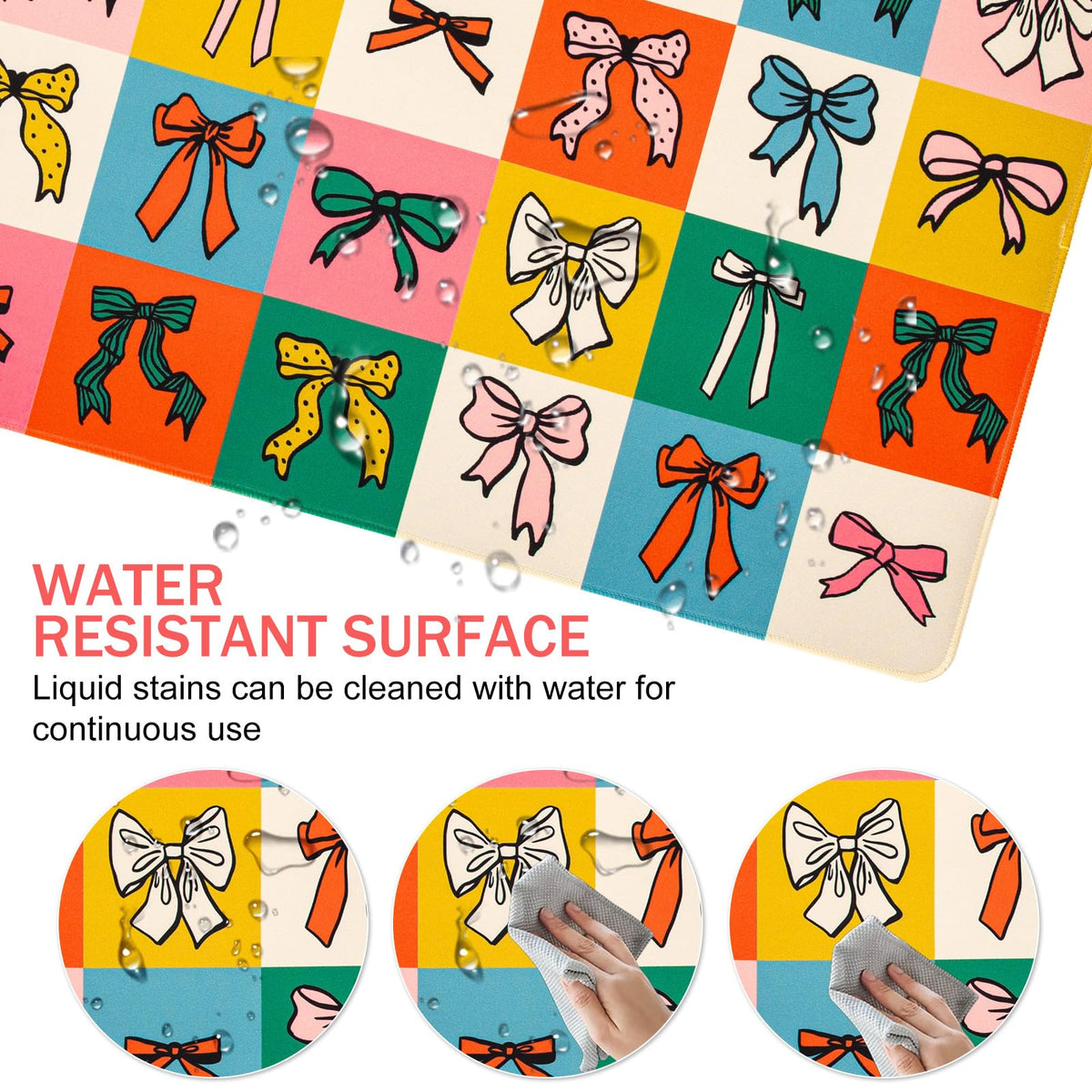 L-SPOUTTO Cute Bow Desk Mat for Keyboard and Mouse,Girly XL Large Mouse Pad