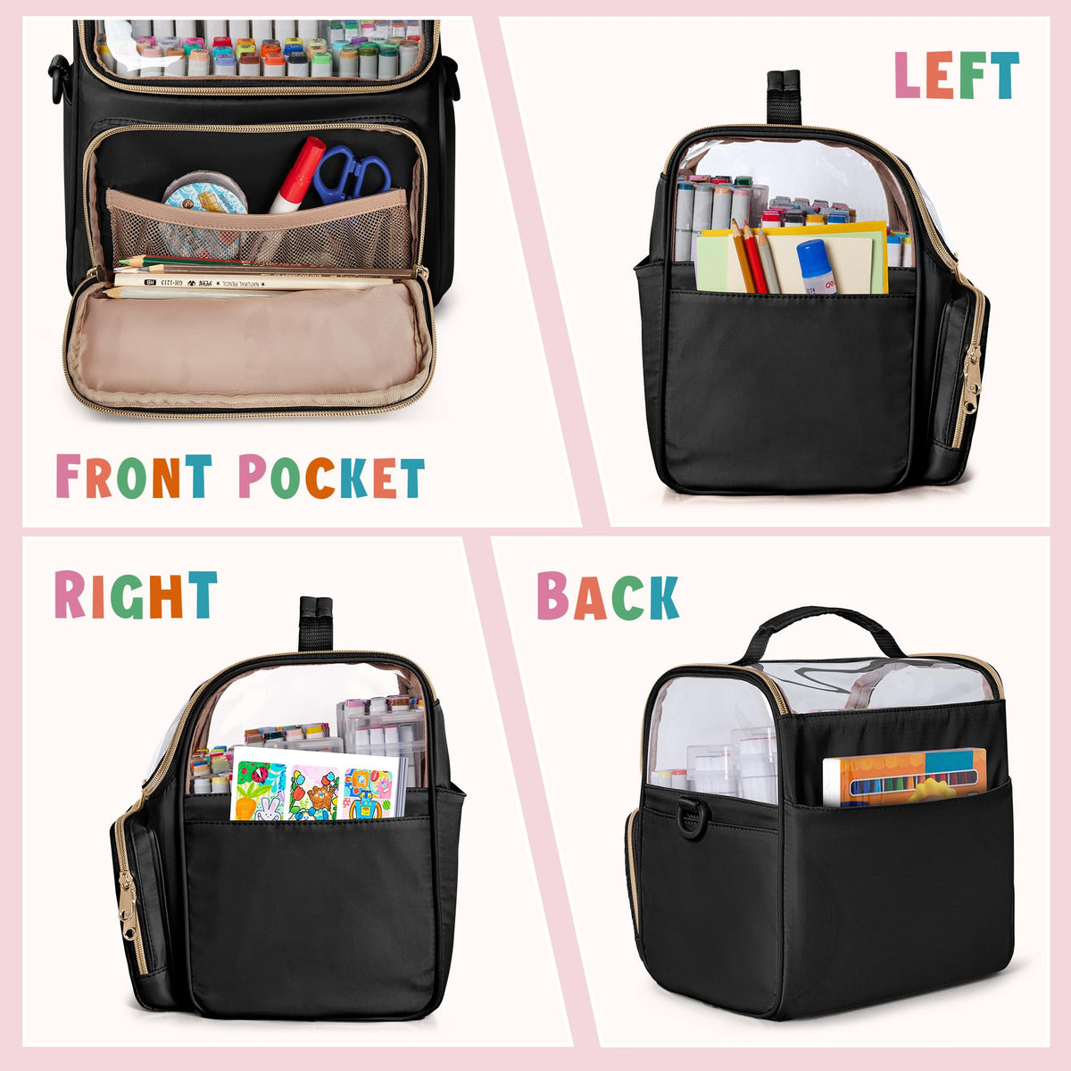 Rexmica Large Marker Organizer Case Storage Bag for 180 Marker Pens, Black