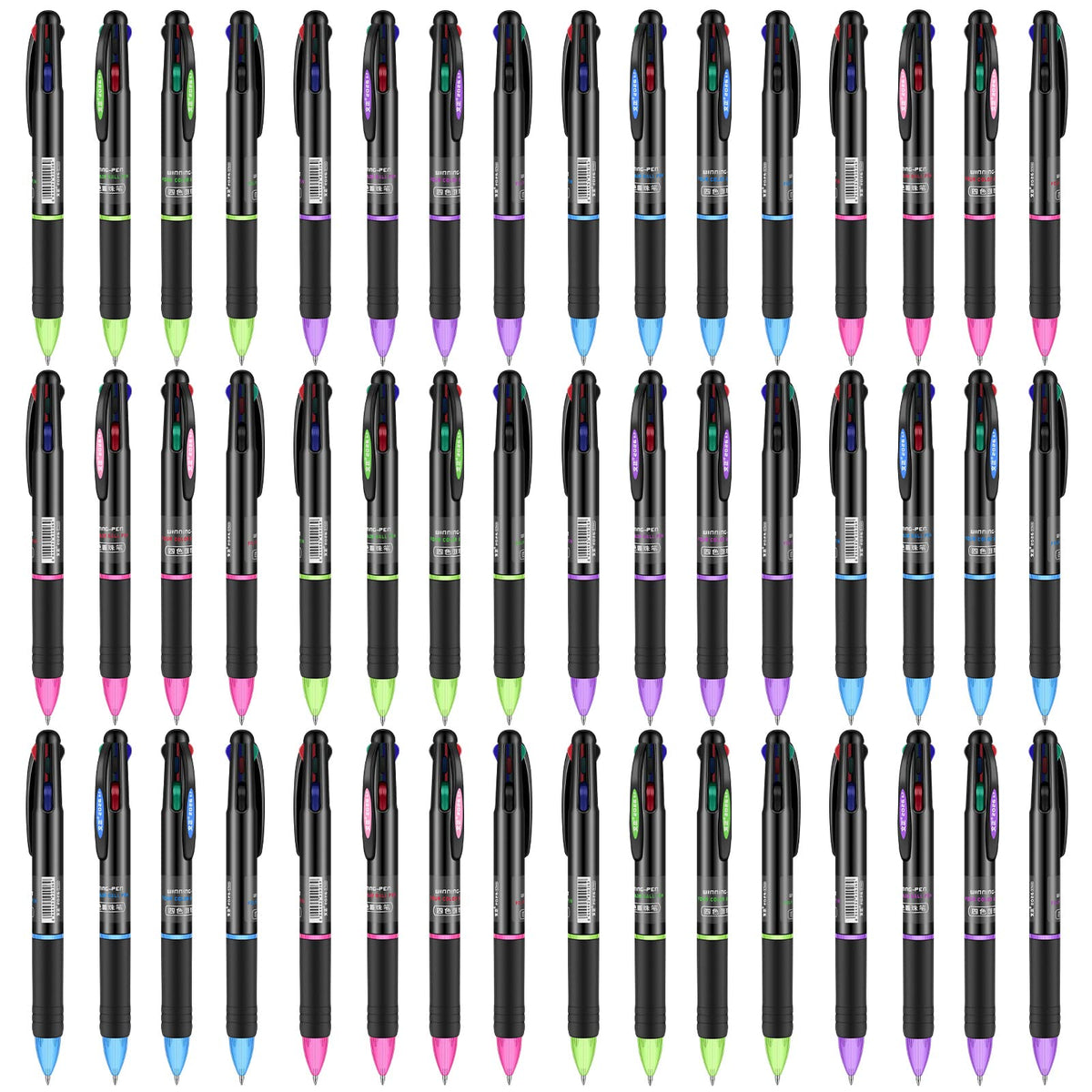 Geyee 48 Pack 4 Color Pens Retractable, 0.7 Mm Ballpoint Pen for Office