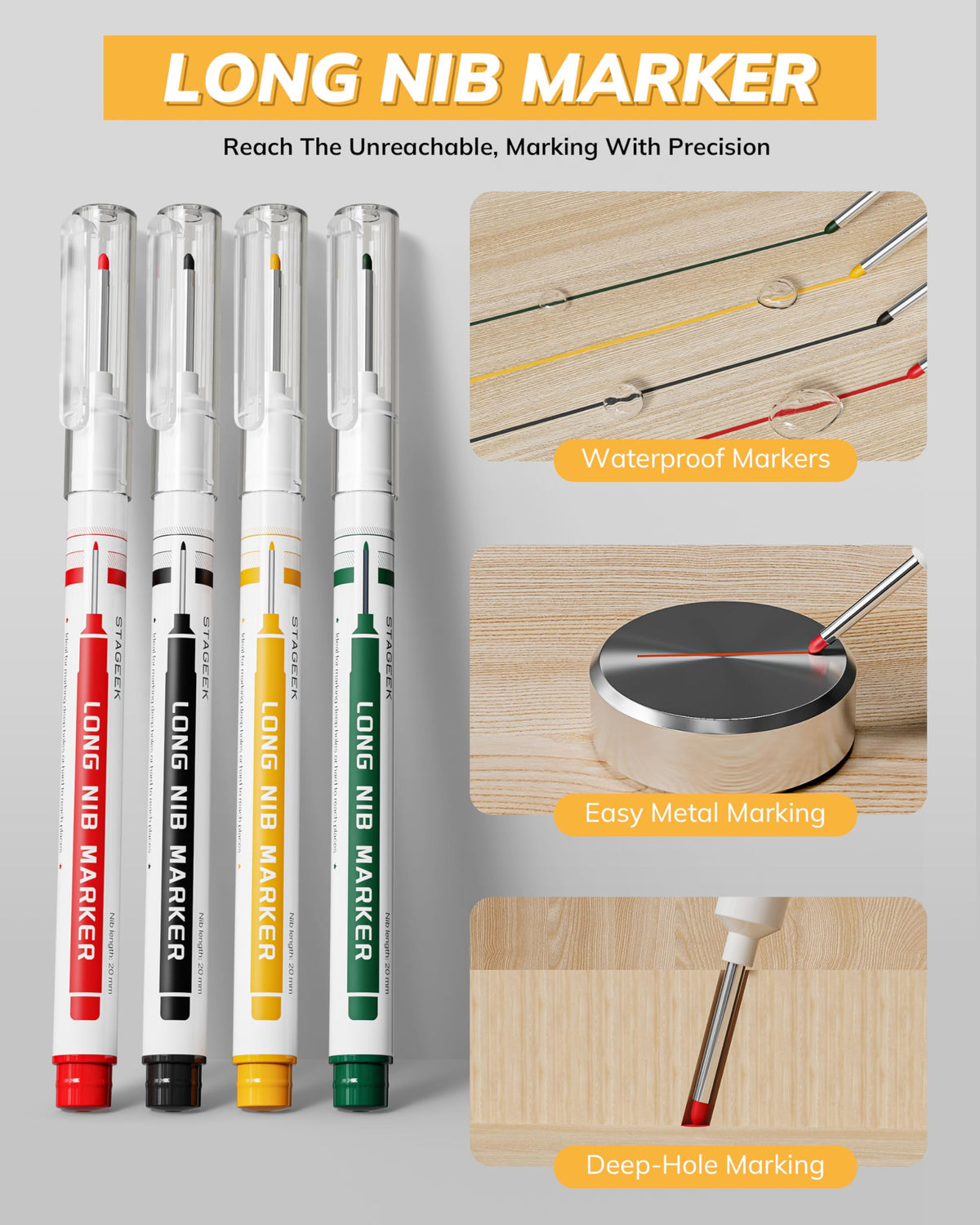 STAGEEK 2.8mm Mechanical Carpenter Pencils with Sharpener, 4 Pack