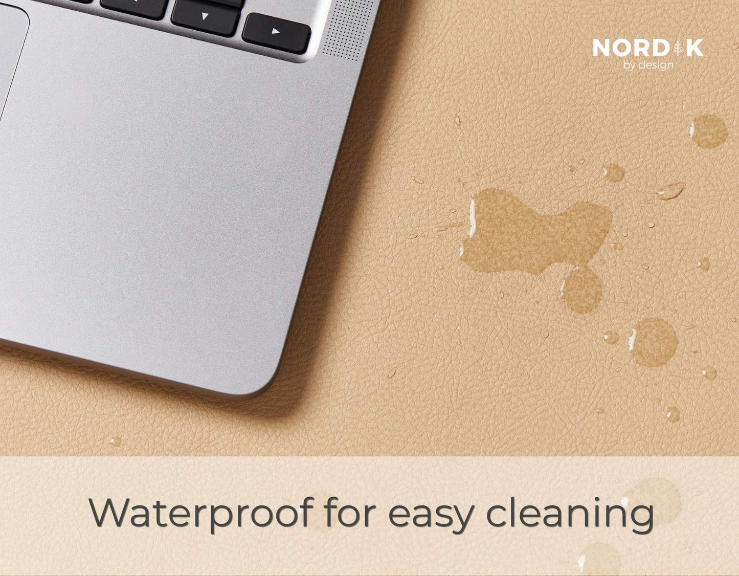 Nordik Leather Desk Mat -Champagne Beige- Large Leather Desk Pad 35x17 in