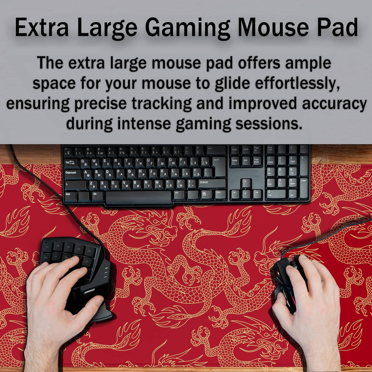 Samgula Keyboard Pad Red, Gaming Mousepad Desk Pad Big Mouse Pads Desk Decor for Men, 900X400 Mouse